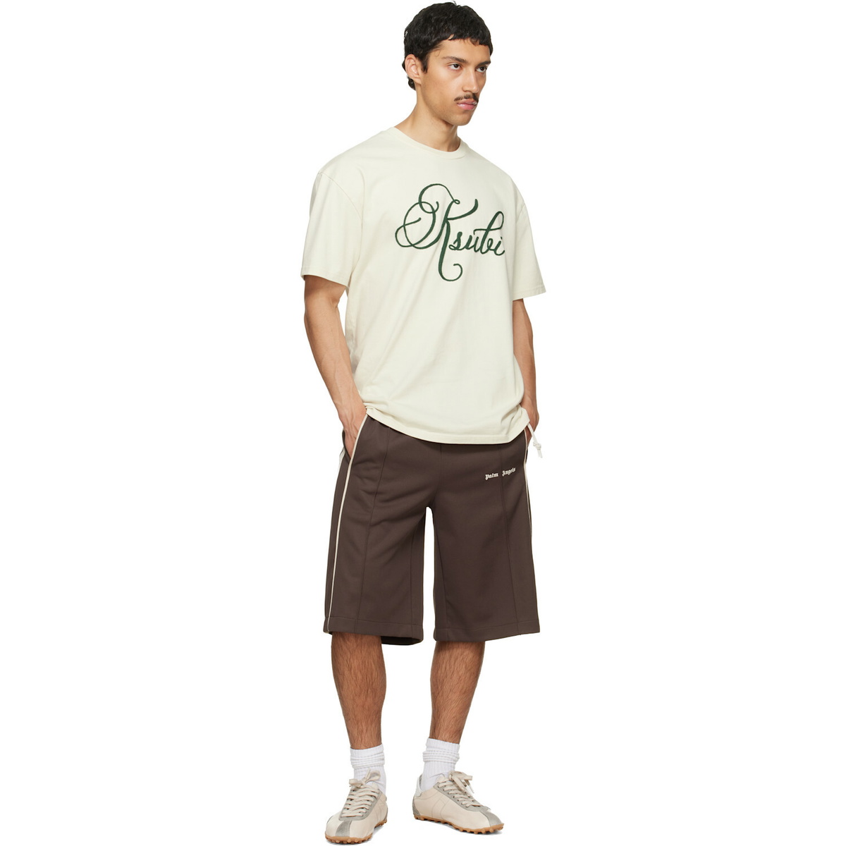 Palm Angels Brown Classic Logo Vintage Track Shorts