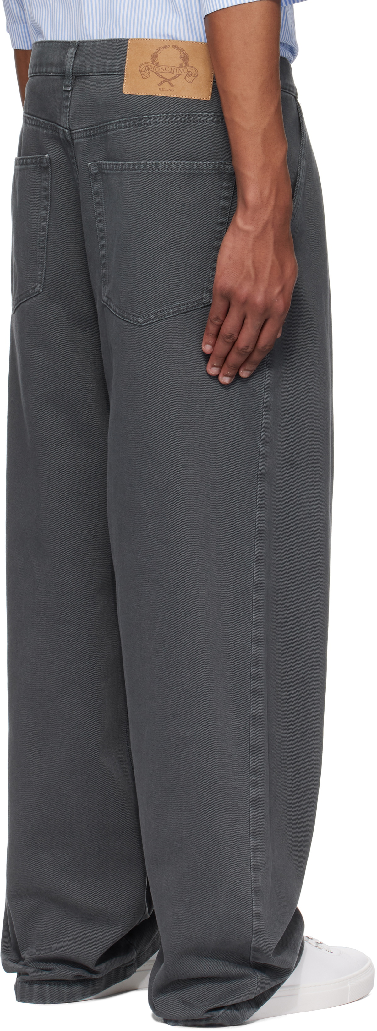 Moschino Black Laurel Crown Emblem Trousers