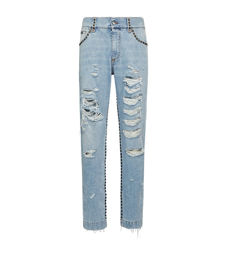 Photo: Dolce&Gabbana Distressed mid-rise straight jeans