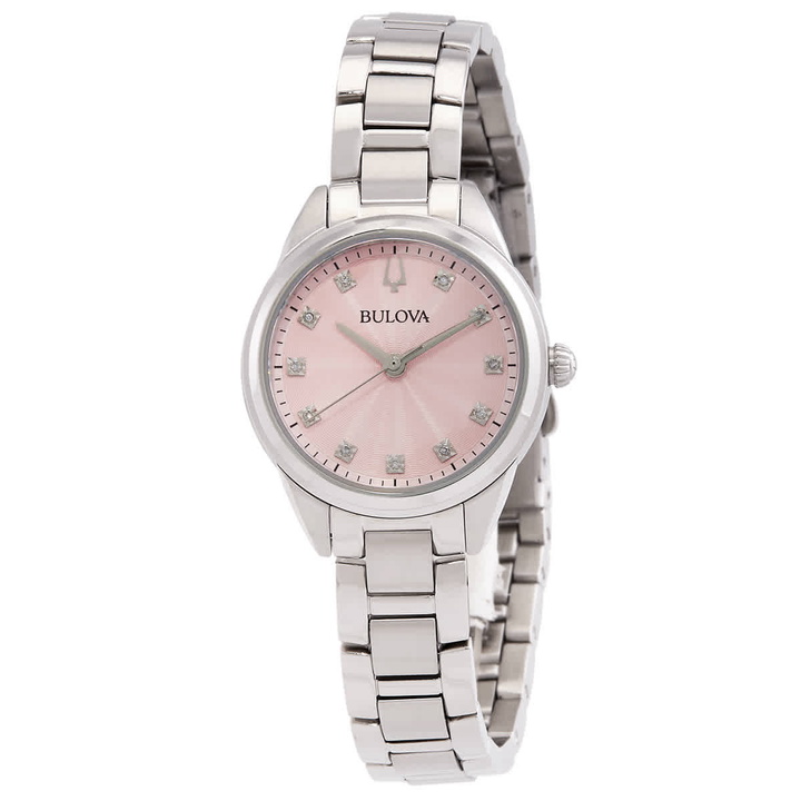 Photo: Bulova Sutton Quartz Diamond Pink Dial Ladies Watch 96P249