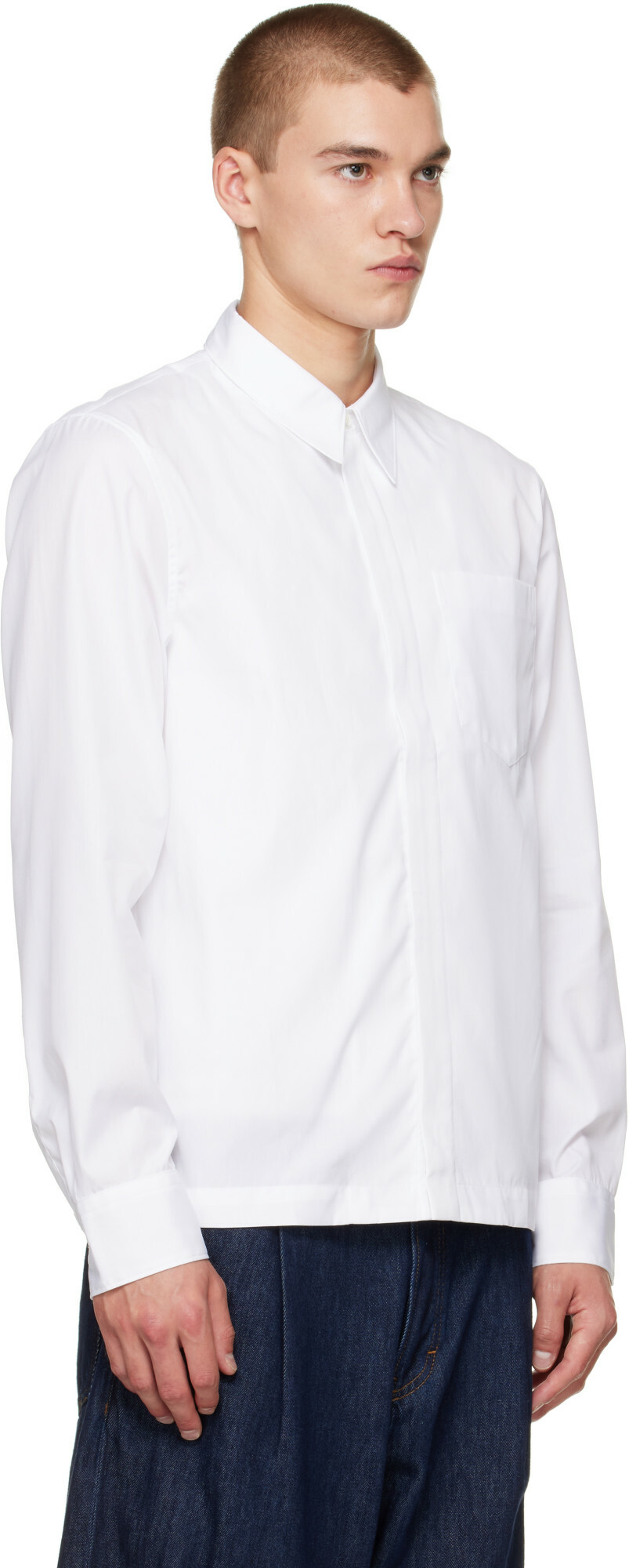 Dries Van Noten White Cotton Zip Shirt