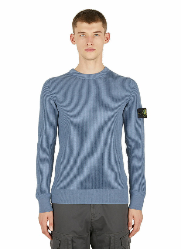 Photo: Compass Patch Sweater in Blue