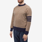 Thom Browne Men's 4 Bar Shetland Crew Knit in Medium Brown