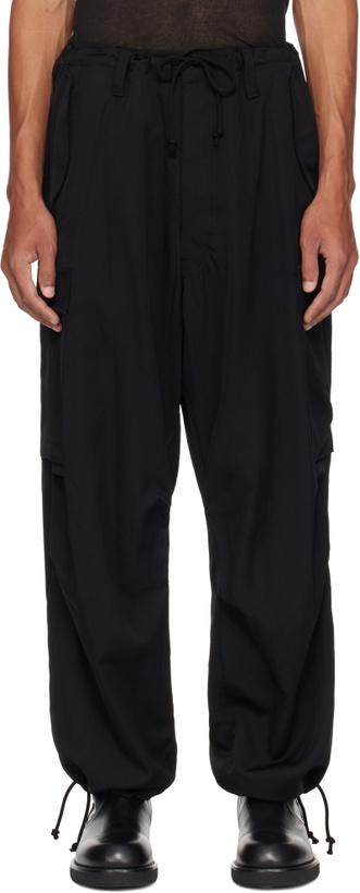 Photo: Y's For Men Black Wool Gabardine Cargo Pants