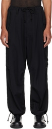 Y's For Men Black Wool Gabardine Cargo Pants