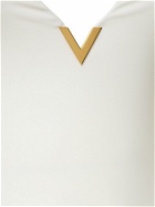 VALENTINO Lycra V-neck Logo One Piece Swimsuit