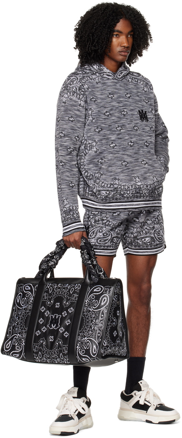 24AW new/AMIRI バンダナニットパーカー Hoodie Black AMIRI - Bandana Whipstitched Jacquard-Knit Hoodie - Black Amiri
