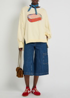Free People Printed Distressed Terry Sweatshirt White