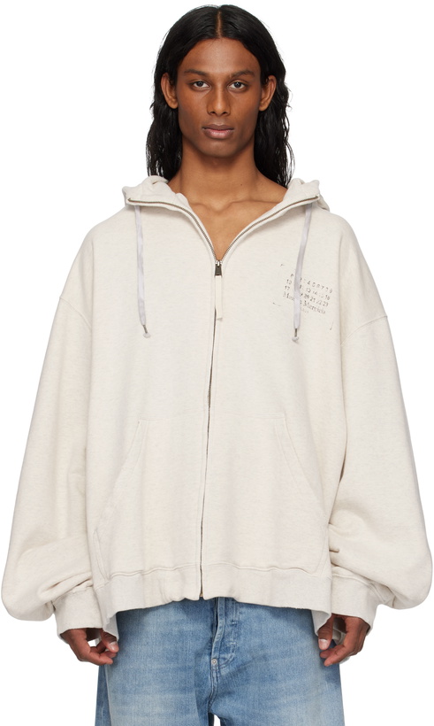 Photo: Maison Margiela Off-White Stamp Logo Zip Hoodie