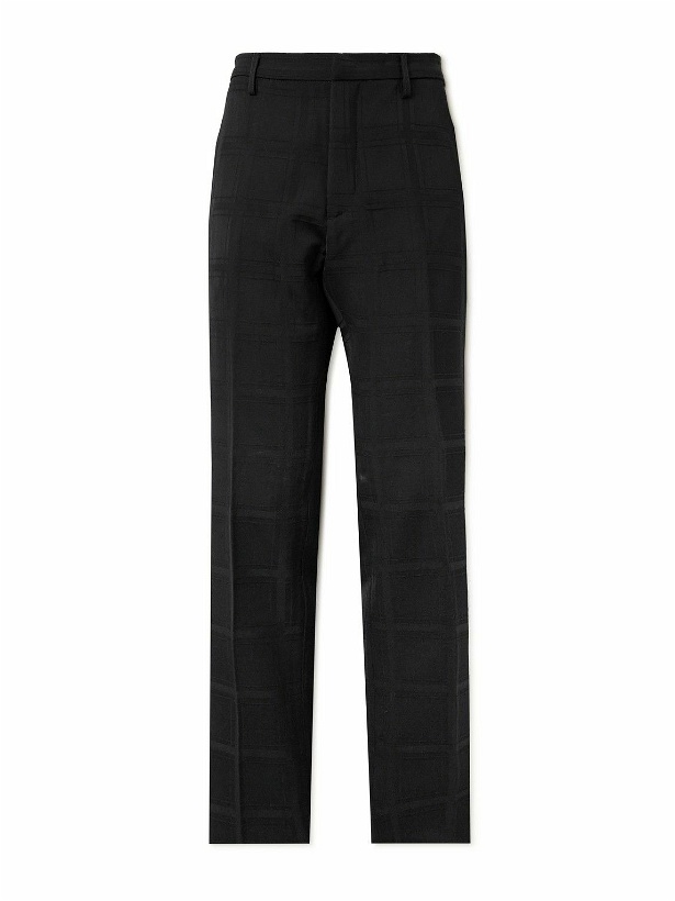 Photo: Etro - Straight-Leg Checked Cotton-Jacquard Suit Trousers - Black