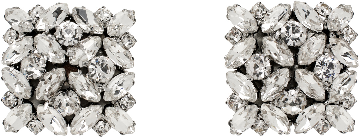 VETEMENTS Silver Fancy Button Clip Earrings