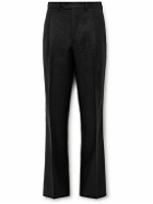 Saman Amel - Straight-Leg Pleated Linen Suit Trousers - Black
