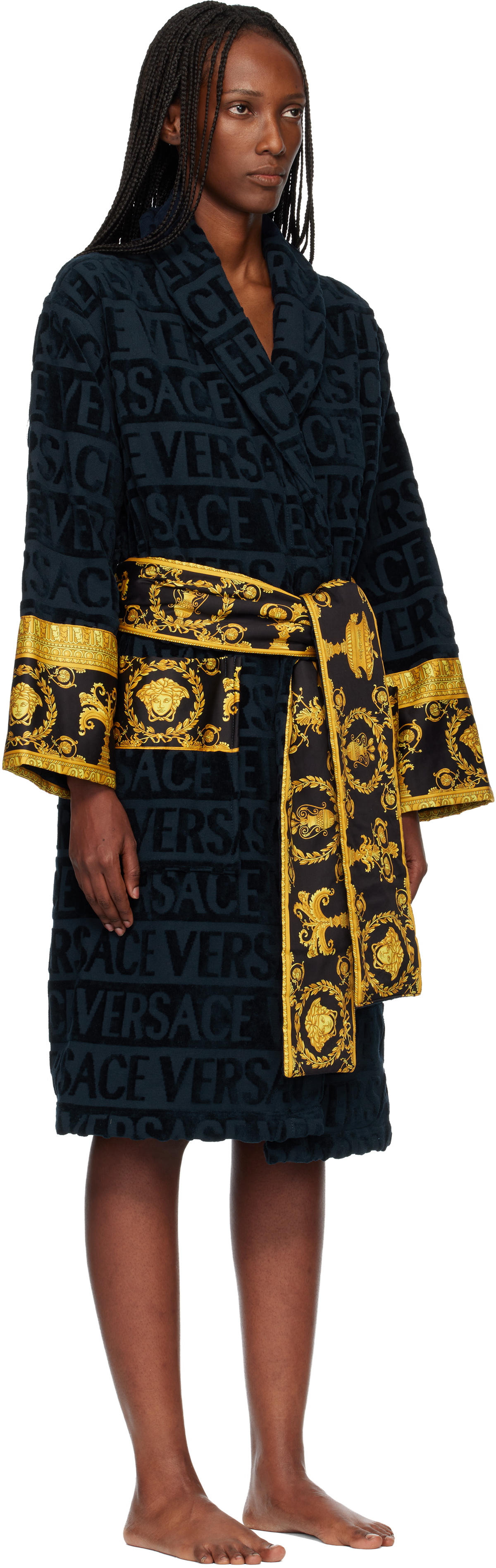 Versace Navy 'I Heart Baroque' Bathrobe