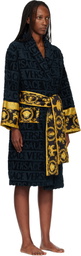 Versace Navy 'I Heart Baroque' Bathrobe