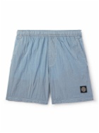 Stone Island - Straight-Leg Mid-Length Logo-Appliquéd Nylon Metal Swim Shorts - Blue