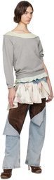 ALL-IN Gray Off Shoulder Sweatshirt