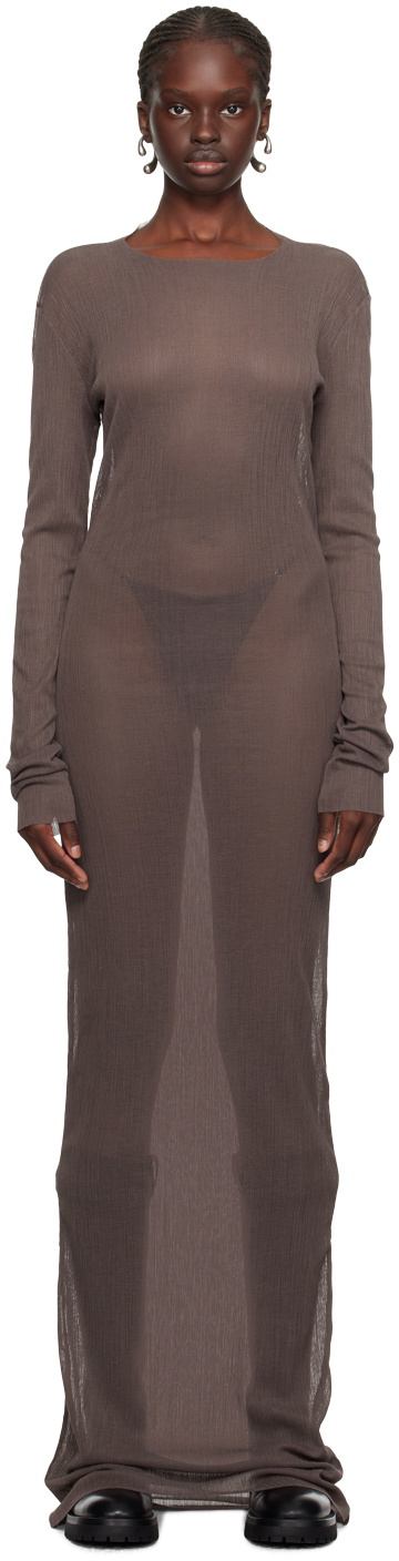 Ludovic de Saint Sernin Brown Simple Maxi Dress
