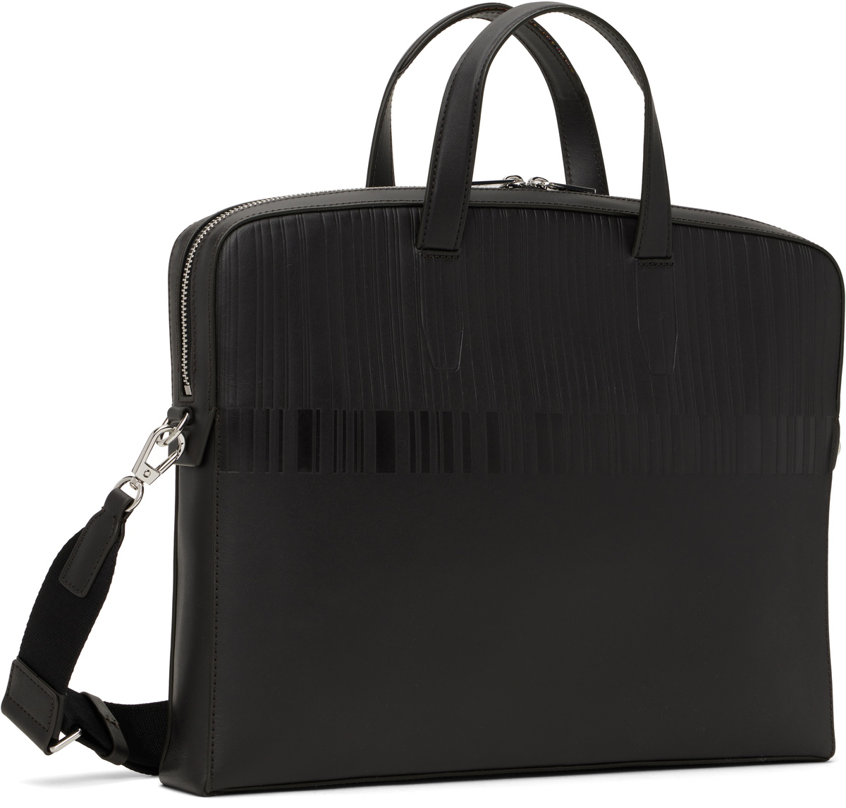 Paul Smith Brown Shadow Stripe Leather Folio Briefcase