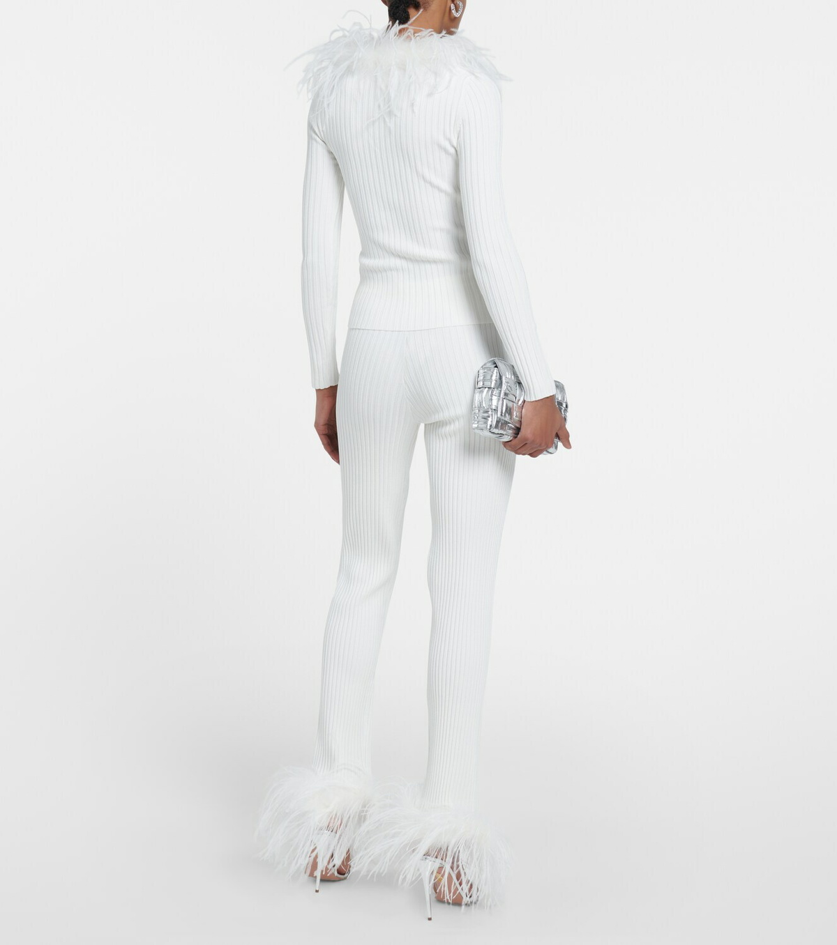 Giuseppe di Morabito Feather-trimmed knitted top