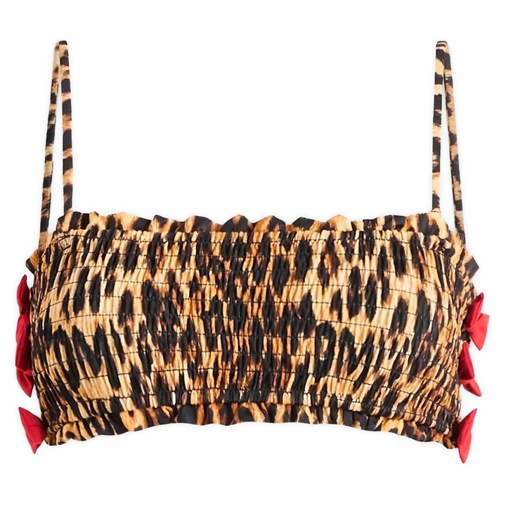 Photo: Damson Madder Women's Shirred Bow Bikini Top in Brown