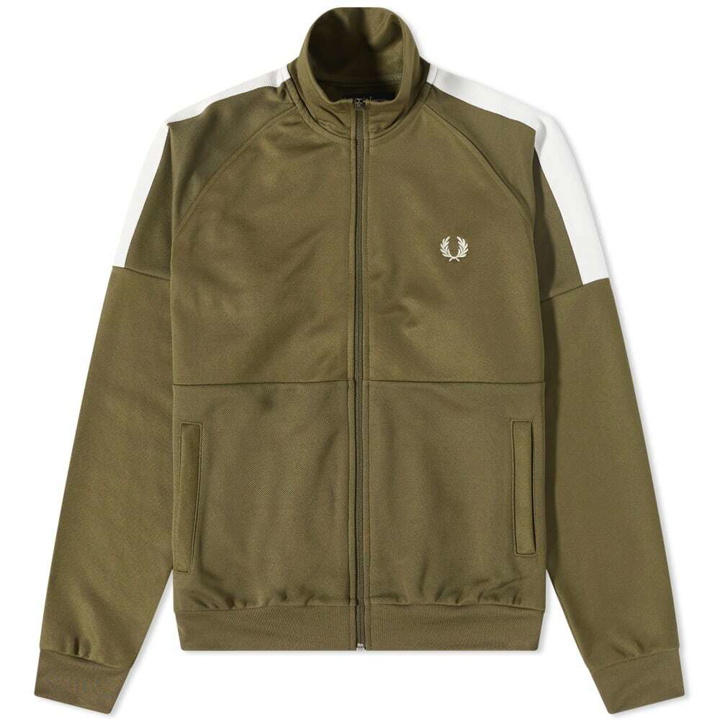 Photo: Fred Perry Men's Panelled Track Jacket in Military Green