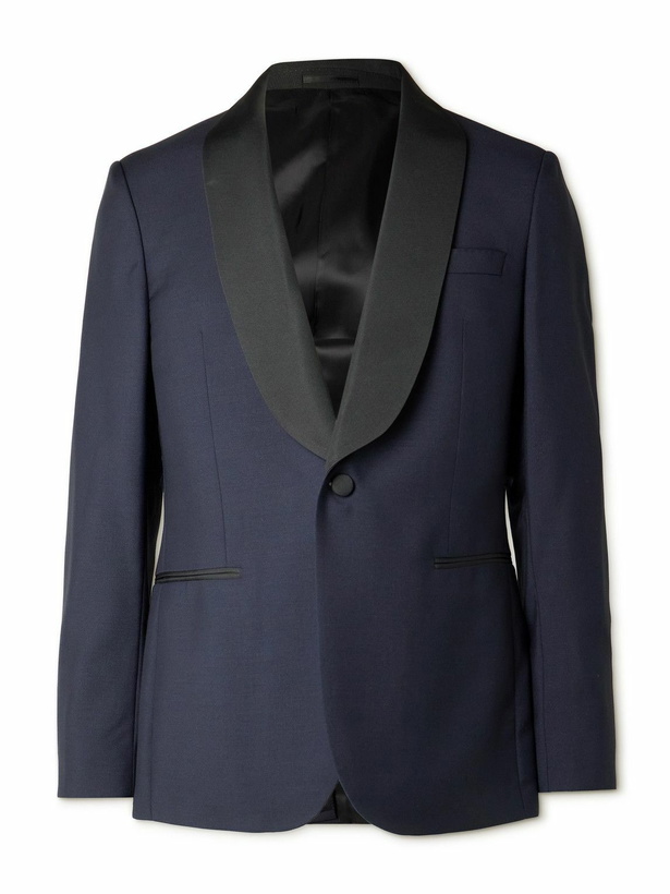 Photo: Mr P. - Shawl-Collar Satin-Trimmed Virgin Wool and Mohair-Blend Tuxedo Jacket - Blue