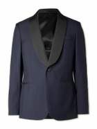 Mr P. - Shawl-Collar Satin-Trimmed Virgin Wool and Mohair-Blend Tuxedo Jacket - Blue