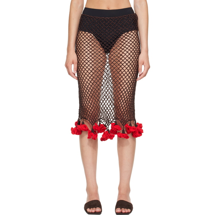 Photo: ALAÏA Brown Floral Crochet Midi Skirt