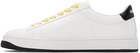 Kenzo White & Yellow Kourt Logo Sneakers