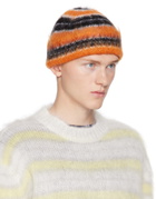 Marni Black & Orange Striped Mohair Beanie