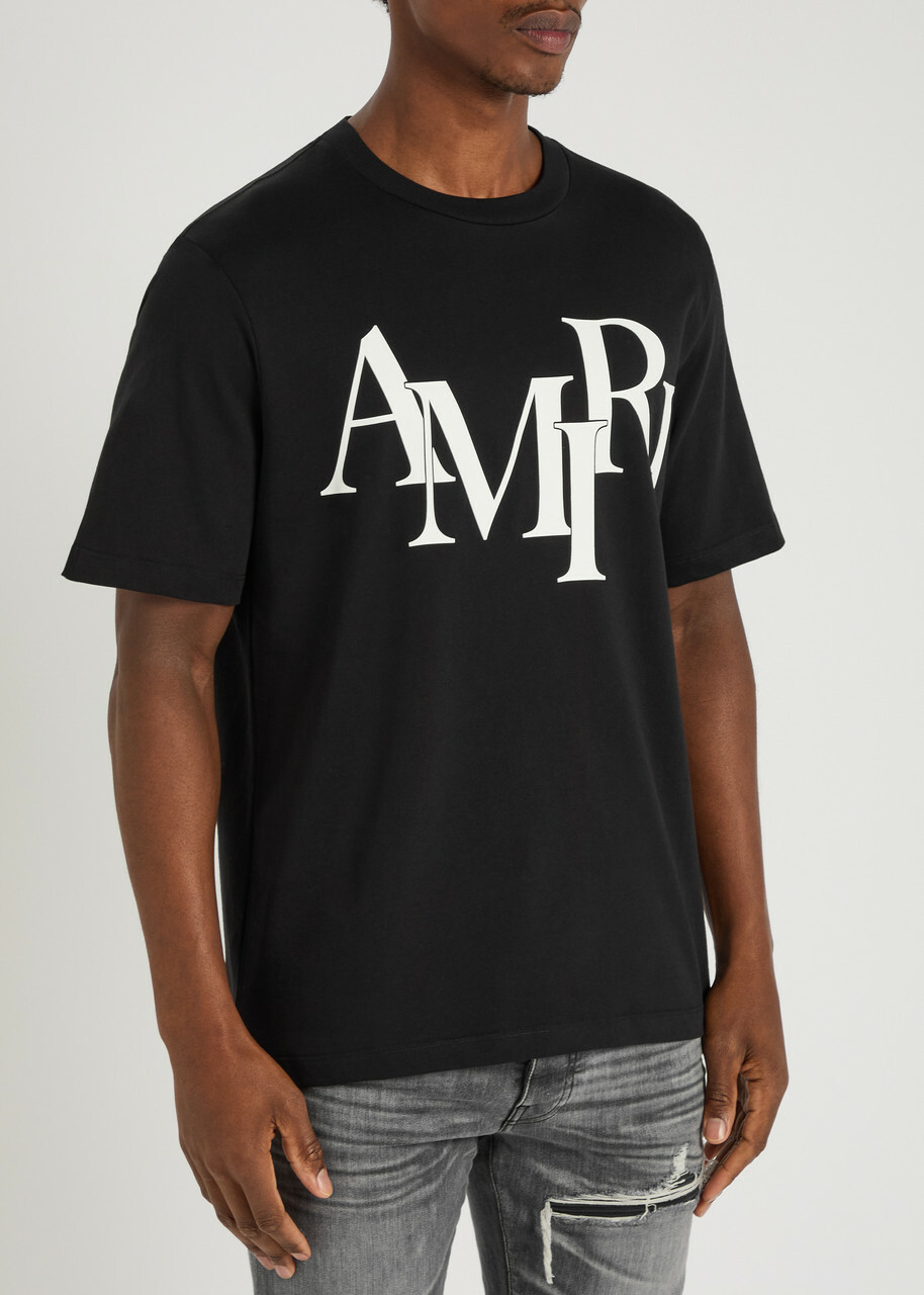 Amiri Staggered Logo Cotton T-shirt Black Amiri