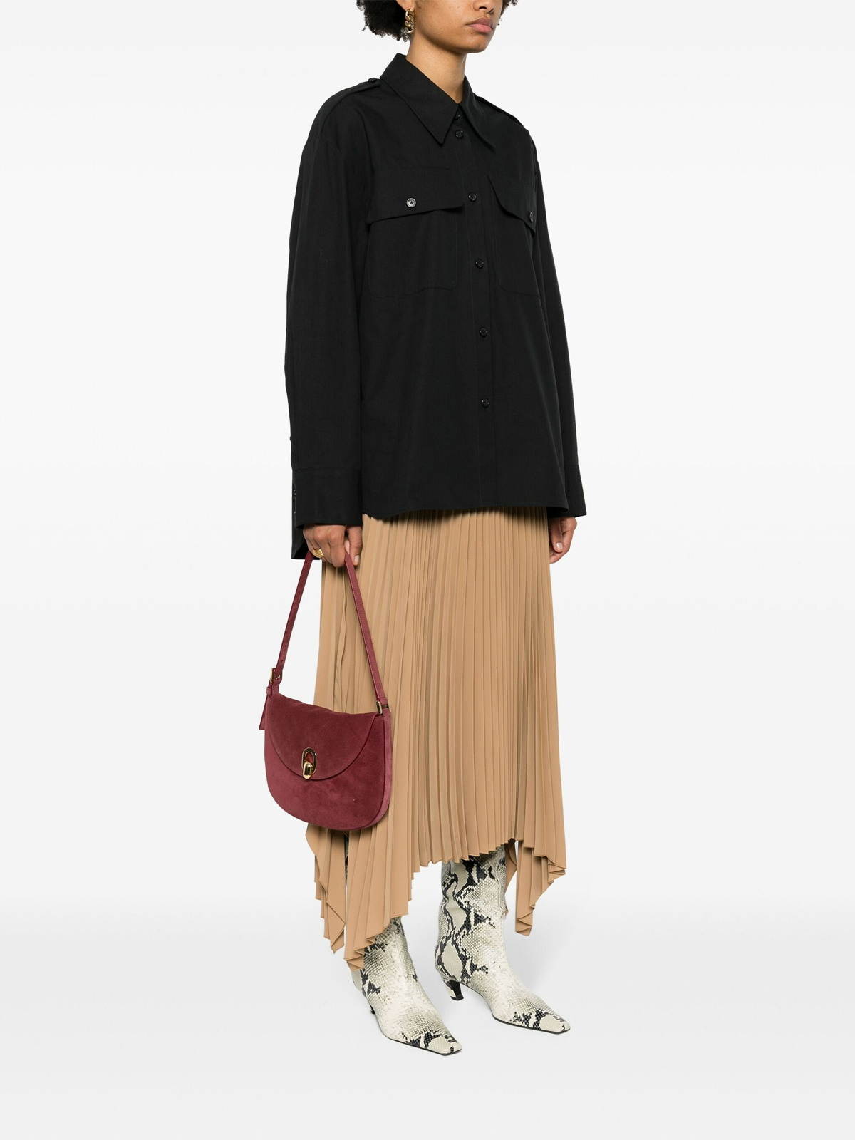 Savette Small Tondo Hobo In Suede Bag in Red
