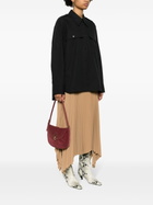 Savette Small Tondo Hobo In Suede Bag in Red