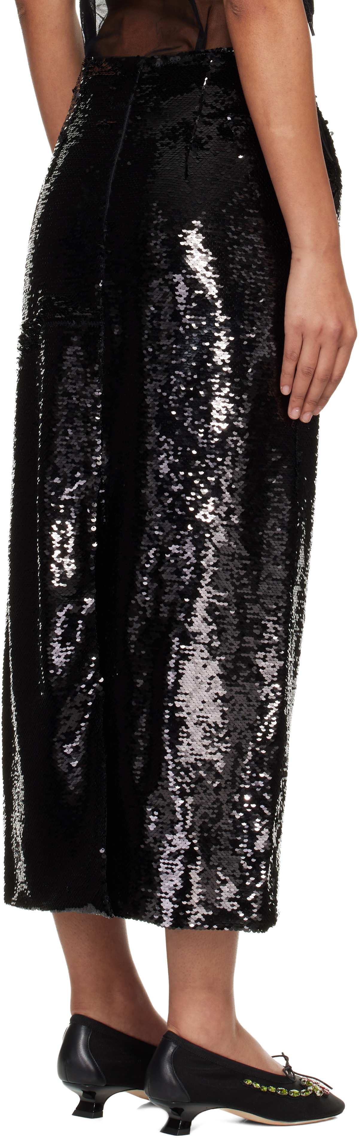 Simone Rocha Black Column Pencil Midi Skirt