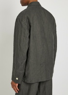 Jacquemus La Veste Pastro Striped Linen Jacket Dark Grey