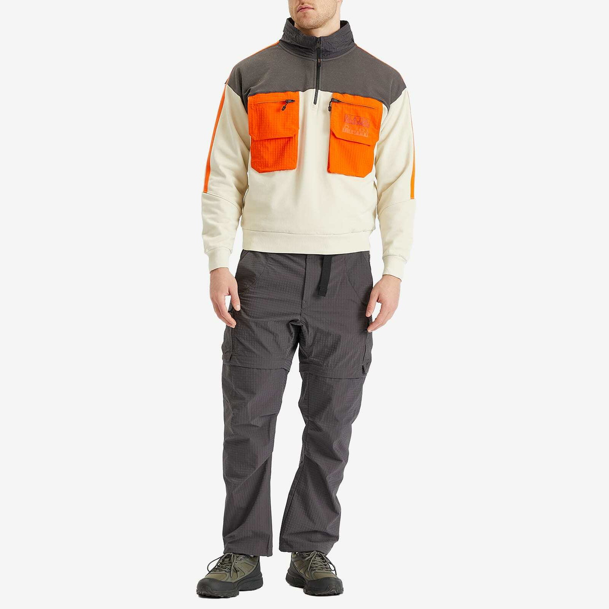 Napapijri Men's Poly Half Zip Sweatshirt in Beige Dimity
