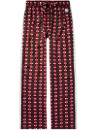 Wales Bonner - Lubaina Himid Snare Straight-Leg Crochet-Trimmed Printed Jersey Trousers - Red