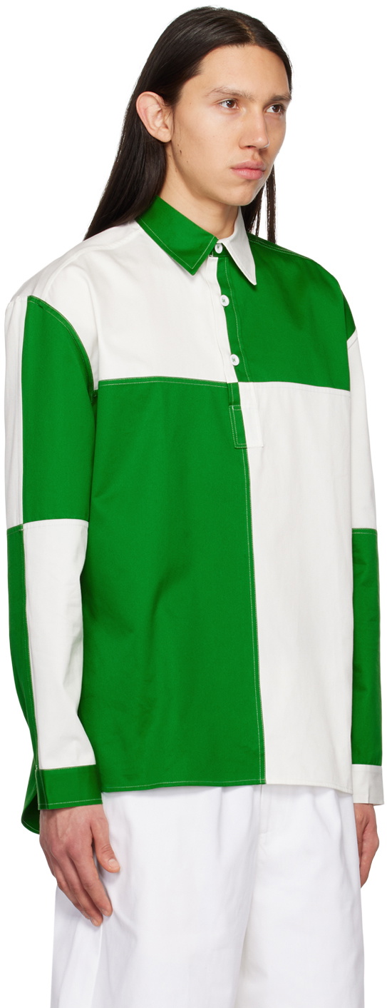 3MAN Green & White Colorblock Polo