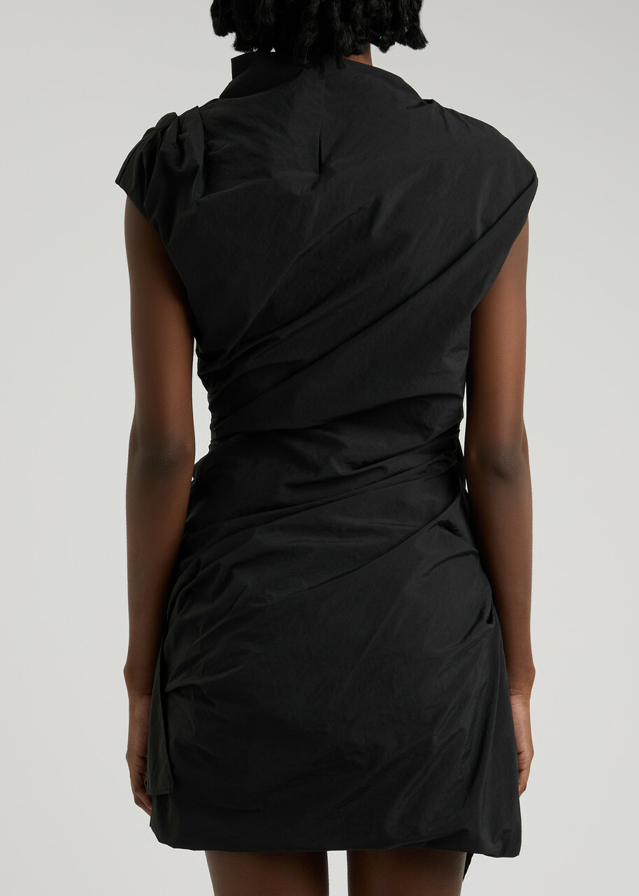 Paris Georgia Serge Gathered Taffeta Mini Dress Black