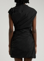 Paris Georgia Serge Gathered Taffeta Mini Dress Black