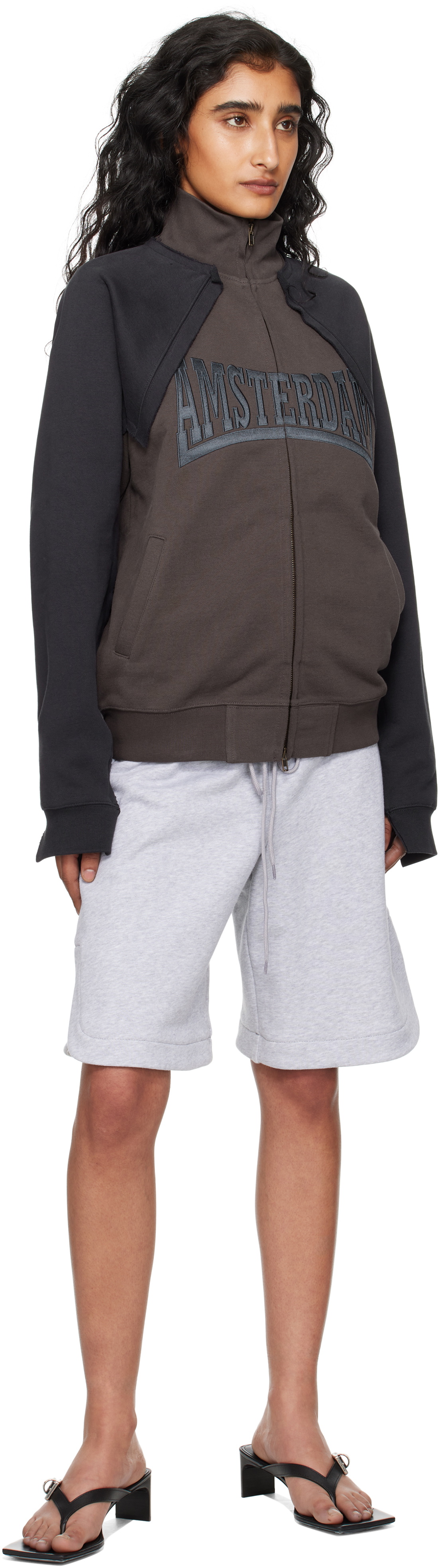 VETEMENTS Brown Patched Zip-Up Jacket