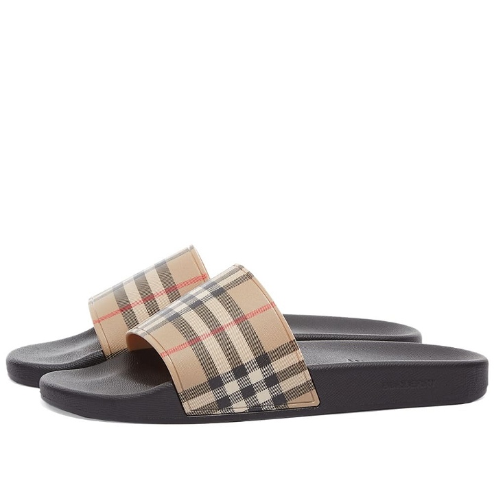 Photo: Burberry Men's Furley Check Slide in Archive Beige Check