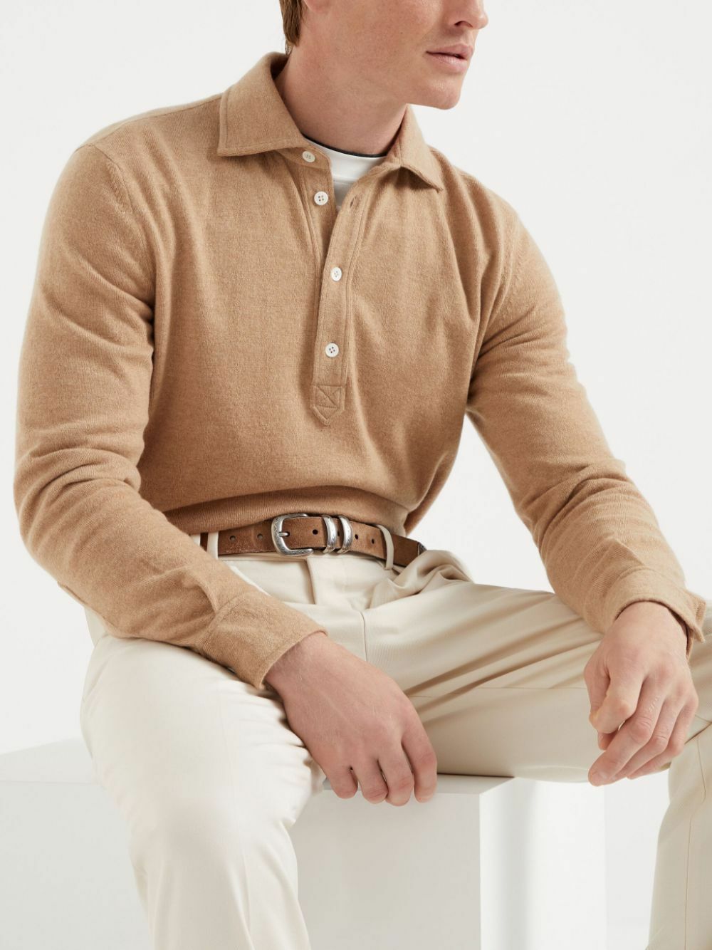Brunello Cucinelli Neutral Cashmere Polo Shirt Brunello Cucinelli