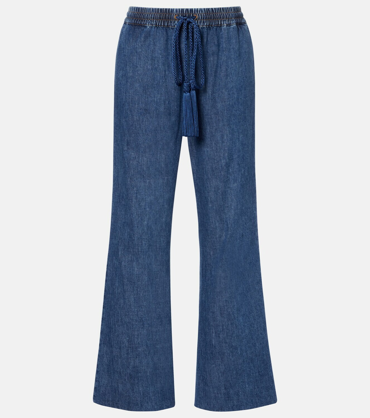 Valentino Cotton chambray wide-leg pants