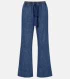 Valentino Cotton chambray wide-leg pants