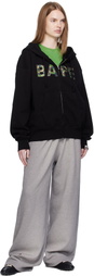 BAPE Black ABC Camo Crystal Logo Wide Zip Hoodie