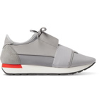 Balenciaga - Race Runner Leather, Suede and Neoprene Sneakers - Gray