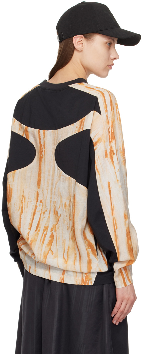 Y-3 Orange & Black Rust Dye Long Sleeve T-Shirt Y-3