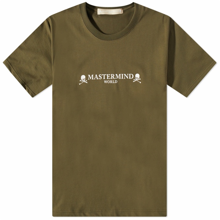 Photo: MASTERMIND WORLD Men's Logo And Skull T-Shirt in Olive