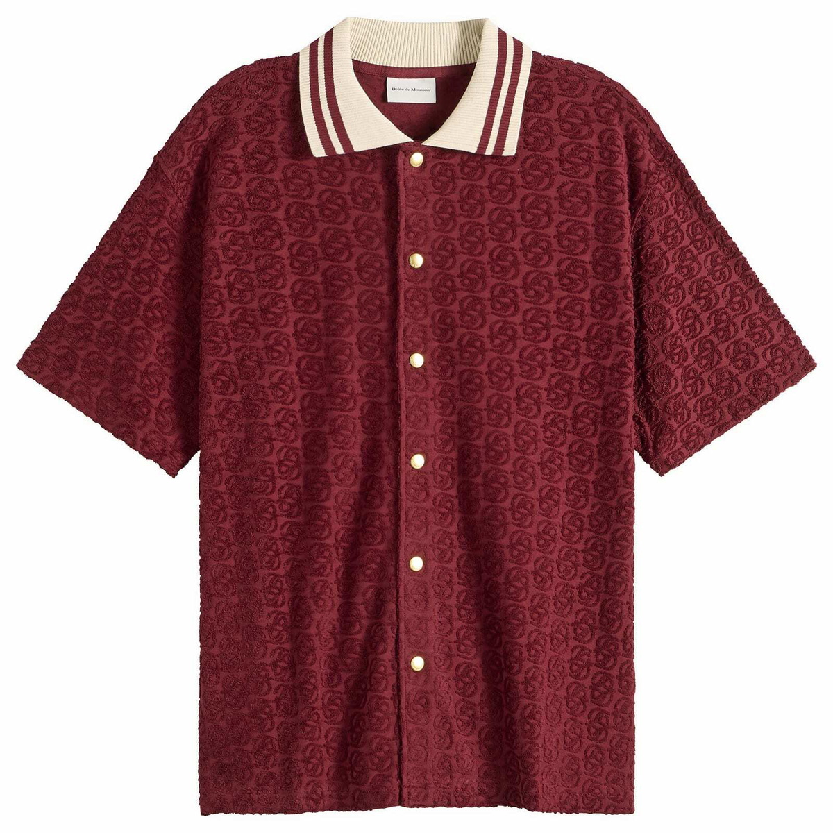 Drôle de Monsieur Men's Monogram Shirt in Wine